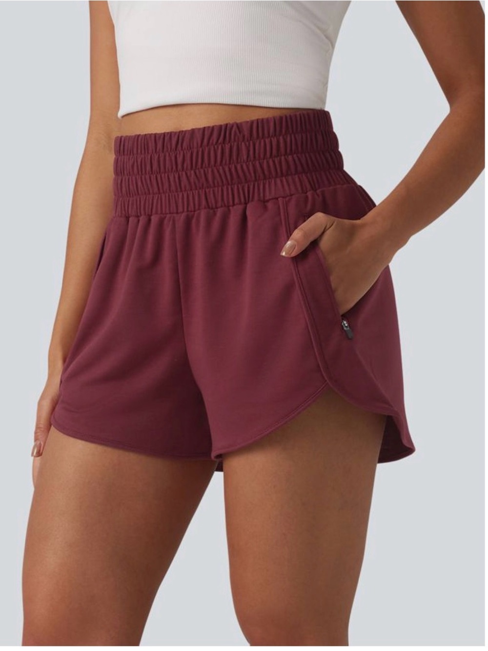HALARA Women's Athletic Shorts in Burgundy